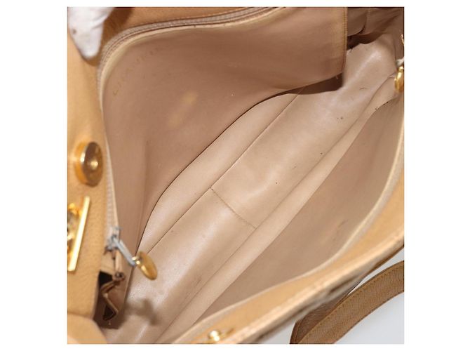 CHANEL Borsa a Spalla Matelassé Catena Pelle Caviar Beige Oro CC Auth YKZ963 D'oro - vue 16