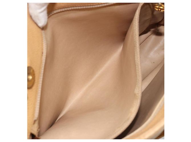 CHANEL Borsa a Spalla Matelassé Catena Pelle Caviar Beige Oro CC Auth YKZ963 D'oro - vue 21