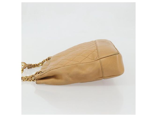 CHANEL Borsa a Spalla Matelassé Catena Pelle Caviar Beige Oro CC Auth YKZ963 D'oro - vista 5