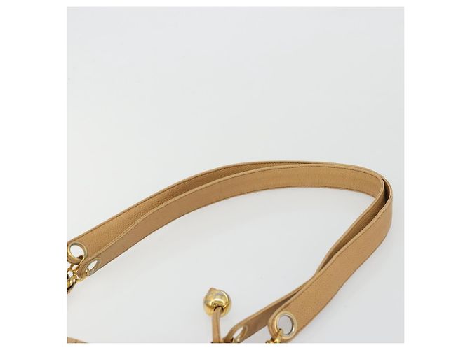 CHANEL Borsa a Spalla Matelassé Catena Pelle Caviar Beige Oro CC Auth YKZ963 D'oro - vista 8