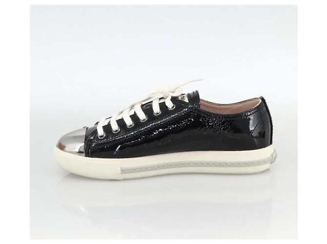 Miu Miu Sneakers aus Lackleder 36 1/2 Schwarz CC Auth am11207A - Ansicht 14