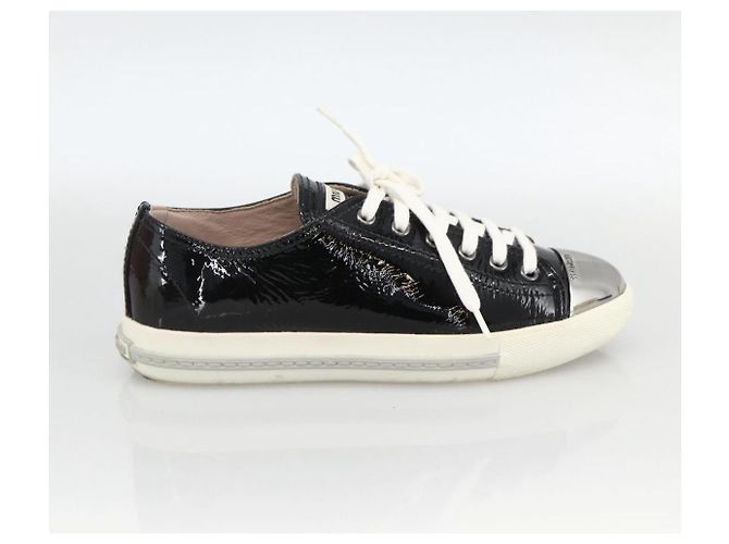 Miu Miu Sneakers aus Lackleder 36 1/2 Schwarz CC Auth am11207A - Ansicht 15
