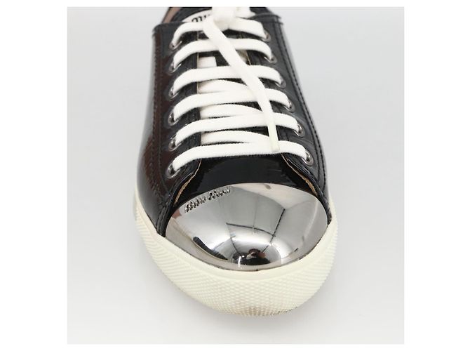Miu Miu Sneakers aus Lackleder 36 1/2 Schwarz CC Auth am11207A - Ansicht 20