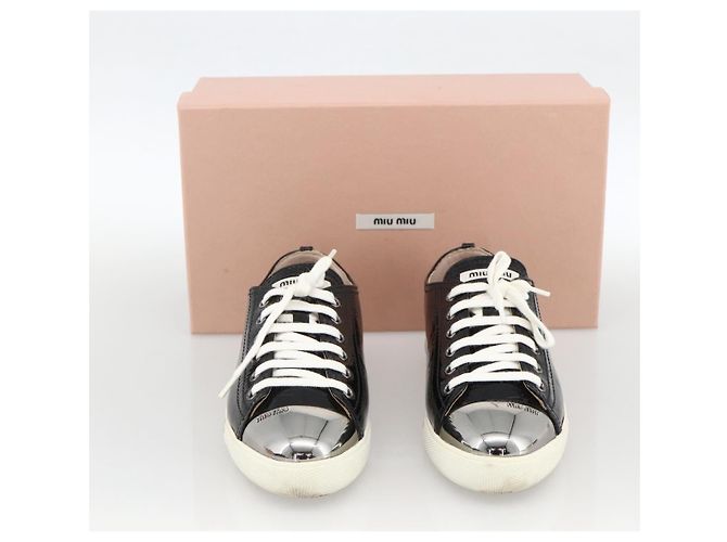 Miu Miu Sneakers aus Lackleder 36 1/2 Schwarz CC Auth am11207A - Ansicht 24