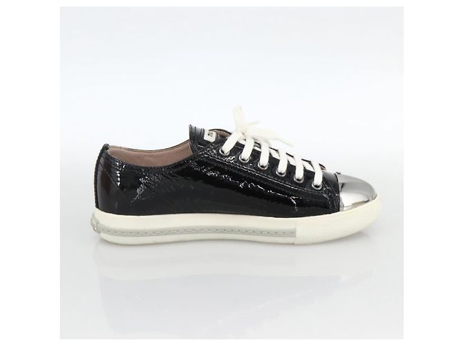 Miu Miu Sneakers aus Lackleder 36 1/2 Schwarz CC Auth am11207A - Ansicht 4