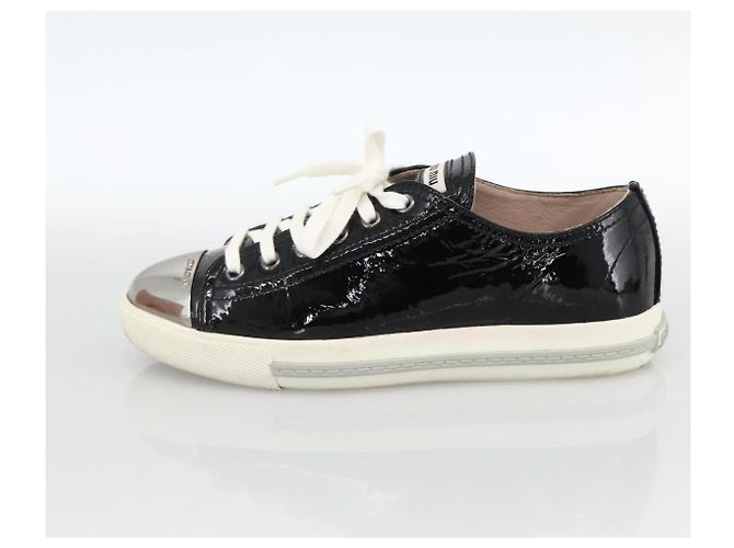 Miu Miu Sneakers aus Lackleder 36 1/2 Schwarz CC Auth am11207A - Ansicht 5