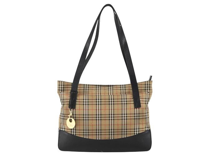 Burberry Nova Check Tote Bag Canvas Beige Gold Auth 174429 Golden - Ansicht 2
