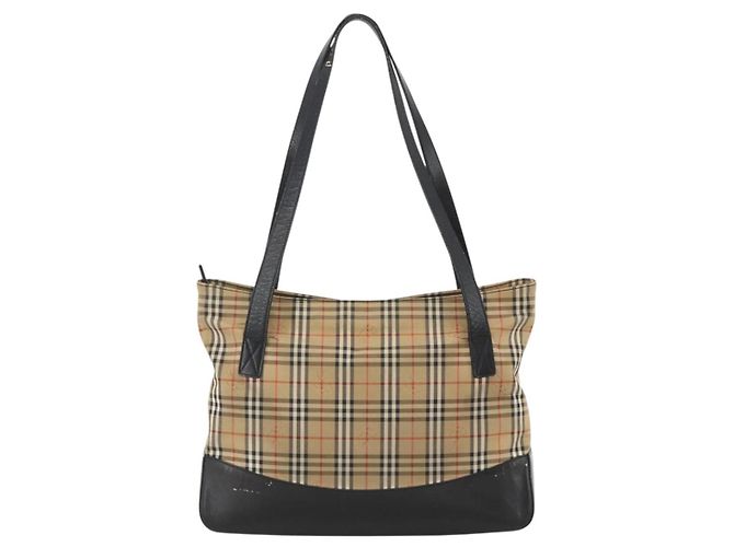 Burberry Nova Check Tote Bag Canvas Beige Gold Auth 174429 Golden - Ansicht 3