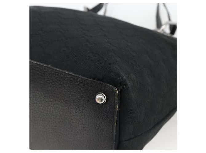 Borsa Tote GG in Canvas Gucci Nera Argento 139552 Auth YKZ351 Nero - vista 10