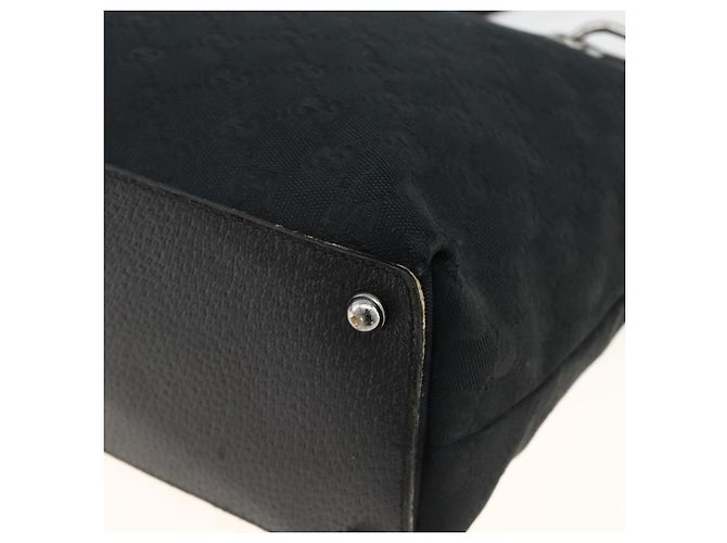 Borsa Tote GG in Canvas Gucci Nera Argento 139552 Auth YKZ351 Nero - vista 12