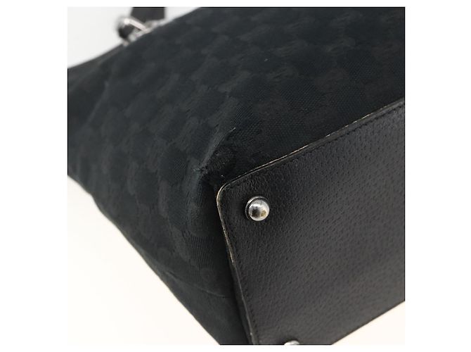 Borsa Tote GG in Canvas Gucci Nera Argento 139552 Auth YKZ351 Nero - vista 13