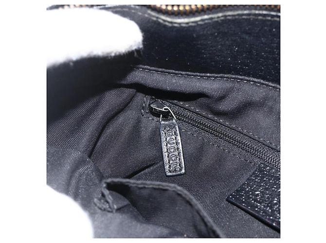 Borsa Tote GG in Canvas Gucci Nera Argento 139552 Auth YKZ351 Nero - vista 19