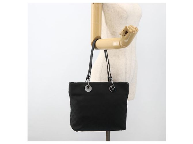 Borsa Tote GG in Canvas Gucci Nera Argento 139552 Auth YKZ351 Nero - vista 22