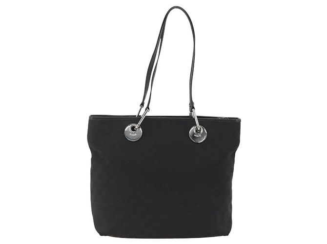Borsa Tote GG in Canvas Gucci Nera Argento 139552 Auth YKZ351 Nero - vista 3