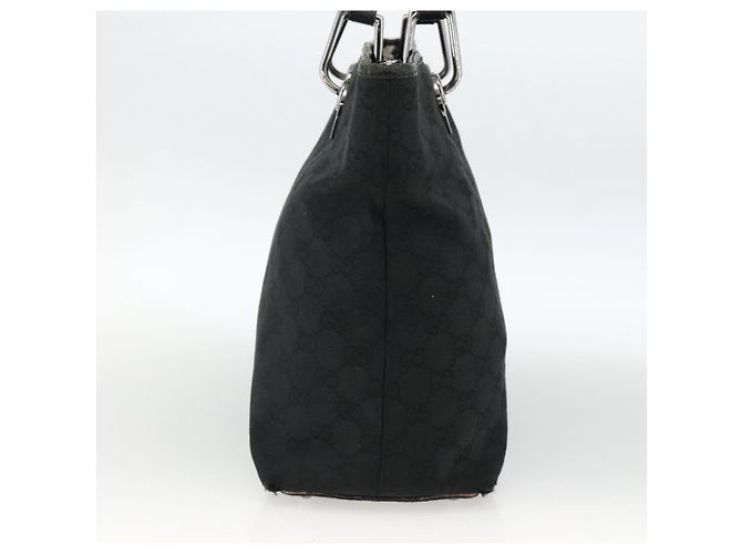 Borsa Tote GG in Canvas Gucci Nera Argento 139552 Auth YKZ351 Nero - vista 4
