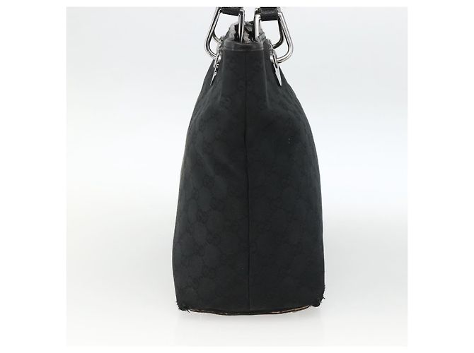 Borsa Tote GG in Canvas Gucci Nera Argento 139552 Auth YKZ351 Nero - vista 5