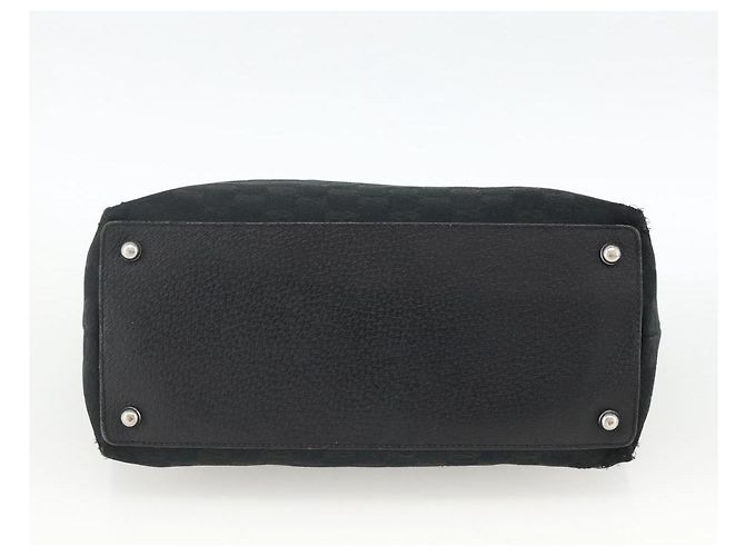 Borsa Tote GG in Canvas Gucci Nera Argento 139552 Auth YKZ351 Nero - vista 9