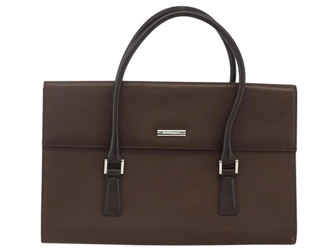 Burberry Borsa a mano in pelle marrone argento Auth 174424 - vista 13