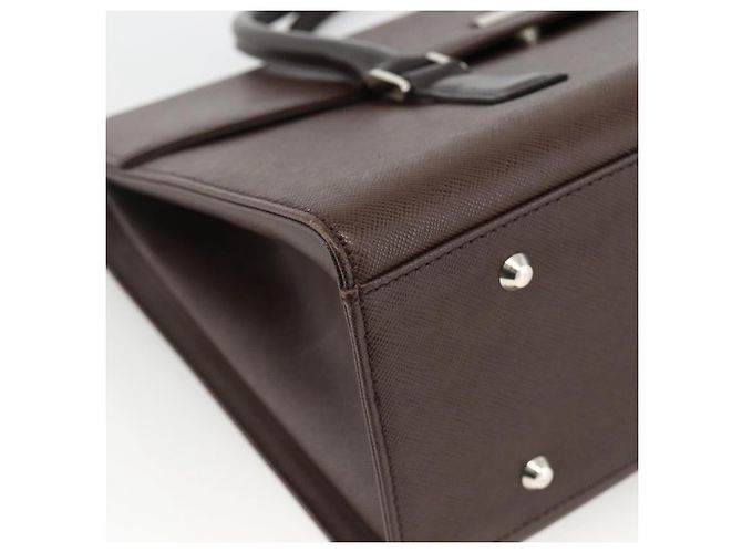 Burberry Borsa a mano in pelle marrone argento Auth 174424 - vista 14