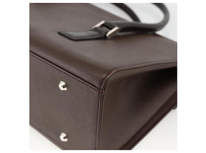 Burberry Borsa a mano in pelle marrone argento Auth 174424 - vista 15
