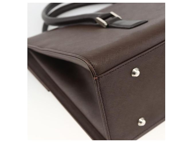 Burberry Borsa a mano in pelle marrone argento Auth 174424 - vista 16