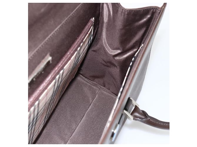 Burberry Borsa a mano in pelle marrone argento Auth 174424 - vista 18