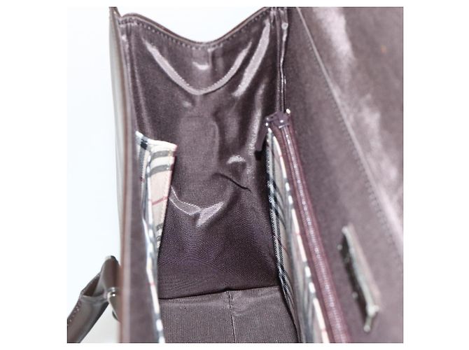 Burberry Borsa a mano in pelle marrone argento Auth 174424 - vista 19