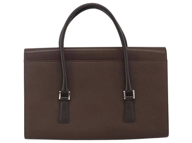 Burberry Borsa a mano in pelle marrone argento Auth 174424 - vista 2