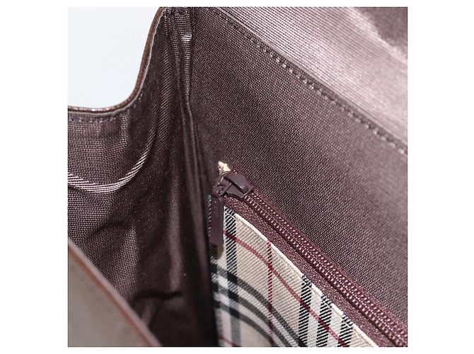 Burberry Borsa a mano in pelle marrone argento Auth 174424 - vista 20