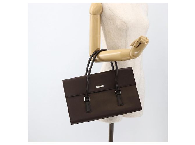 Burberry Borsa a mano in pelle marrone argento Auth 174424 - vista 23