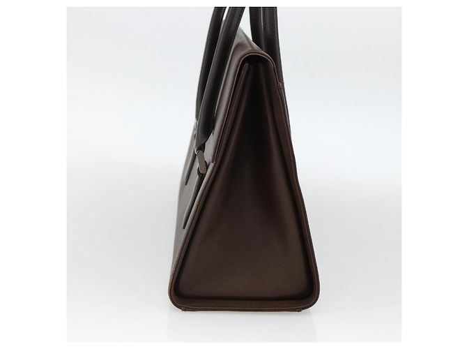 Burberry Borsa a mano in pelle marrone argento Auth 174424 - vista 4
