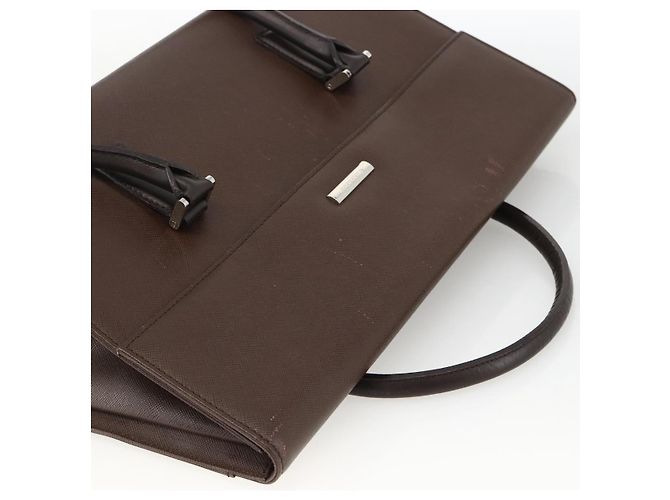 Burberry Borsa a mano in pelle marrone argento Auth 174424 - vista 6