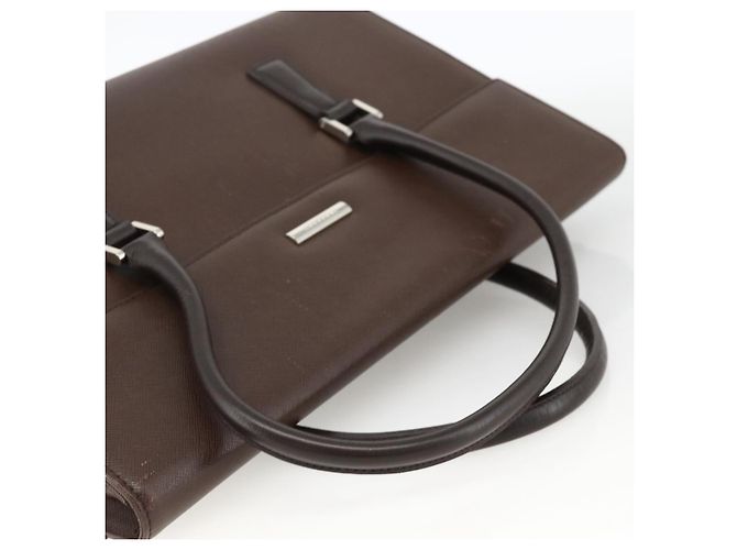 Burberry Borsa a mano in pelle marrone argento Auth 174424 - vista 7