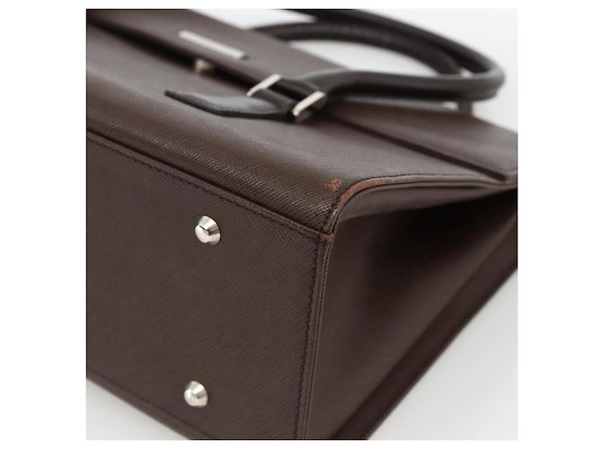 Burberry Borsa a mano in pelle marrone argento Auth 174424 - vista 9