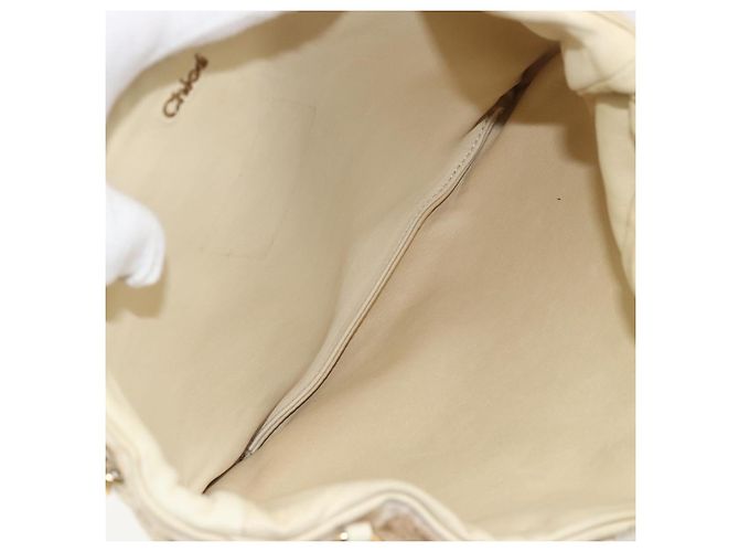 Chloé Borsa a mano con catena Chloe in pelle Harako beige oro Auth 174716 D'oro - vista 13