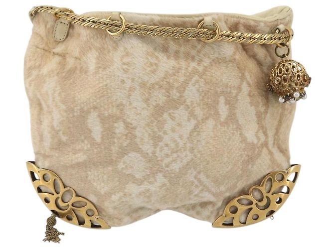 Chloé Borsa a mano con catena Chloe in pelle Harako beige oro Auth 174716 D'oro - vista 2
