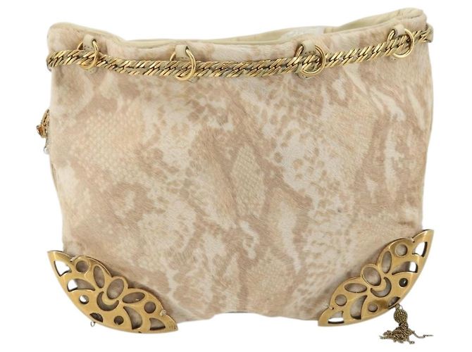 Chloé Borsa a mano con catena Chloe in pelle Harako beige oro Auth 174716 D'oro - vista 3