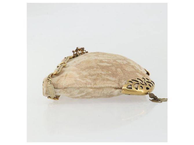 Chloé Borsa a mano con catena Chloe in pelle Harako beige oro Auth 174716 D'oro - vista 5