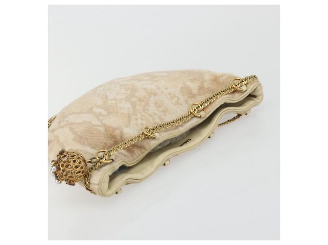Chloé Borsa a mano con catena Chloe in pelle Harako beige oro Auth 174716 D'oro - vista 6