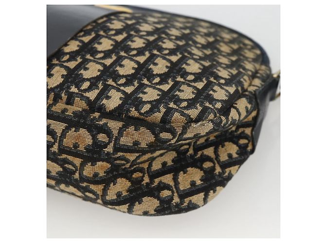 Borsa a Spalla in Tela Trotter Christian Dior Blu Navy Oro Auth bs34245 D'oro - vista 10