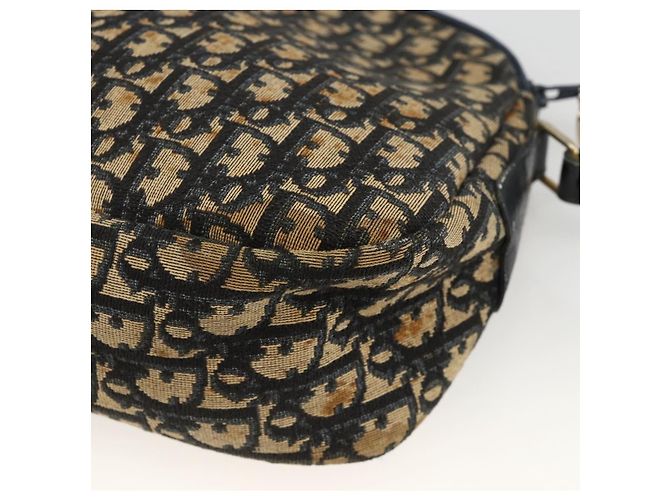 Borsa a Spalla in Tela Trotter Christian Dior Blu Navy Oro Auth bs34245 D'oro - vista 12