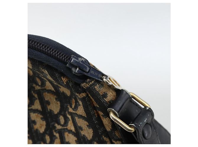 Borsa a Spalla in Tela Trotter Christian Dior Blu Navy Oro Auth bs34245 D'oro - vista 14