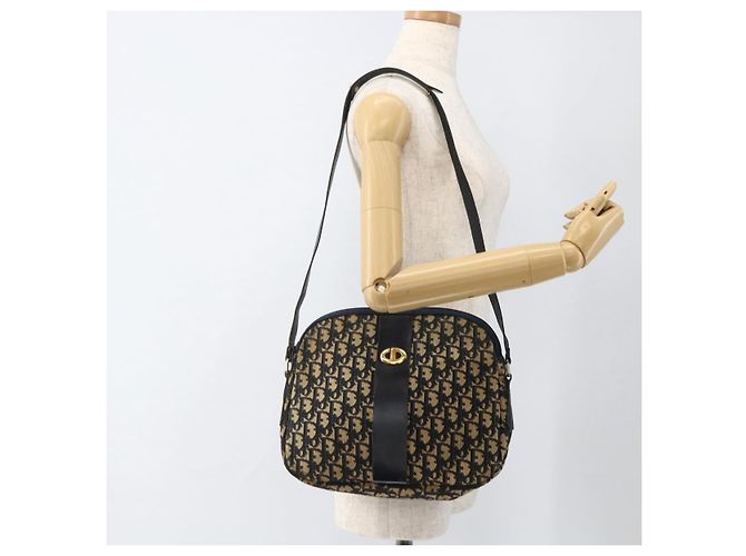 Borsa a Spalla in Tela Trotter Christian Dior Blu Navy Oro Auth bs34245 D'oro - vista 18