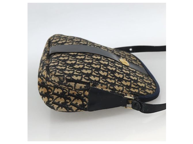Borsa a Spalla in Tela Trotter Christian Dior Blu Navy Oro Auth bs34245 D'oro - vista 5