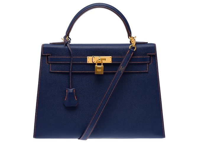 Hermès Borsa HERMES Kelly 32 in Pelle Blu - 103430 - vista 2