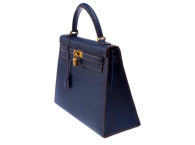 Hermès Borsa HERMES Kelly 32 in Pelle Blu - 103430 - vista 4