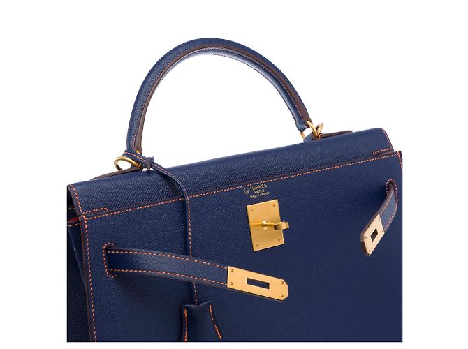 Hermès Borsa HERMES Kelly 32 in Pelle Blu - 103430 - vista 6