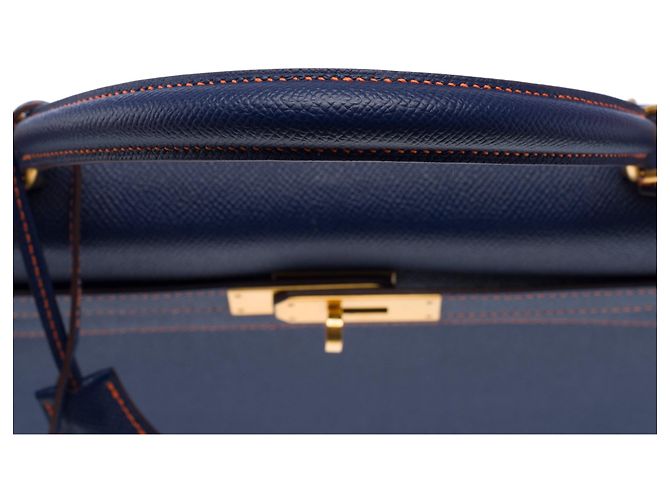 Hermès Borsa HERMES Kelly 32 in Pelle Blu - 103430 - vista 9