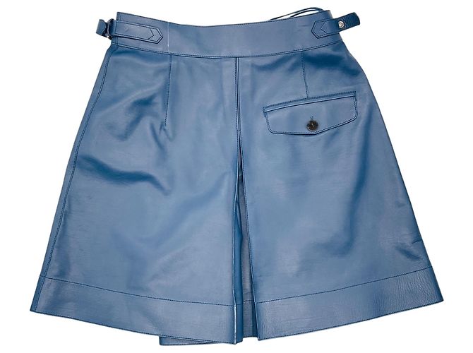 Bermuda de couro de bezerro azul Hermès - vista 2
