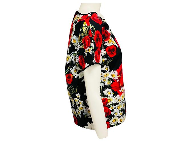Top a stampa floreale multicolore nero / rosso di Dolce & Gabbana - vista 2